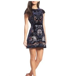 Foxiedox Embroidered Velvet Sheath Dress
